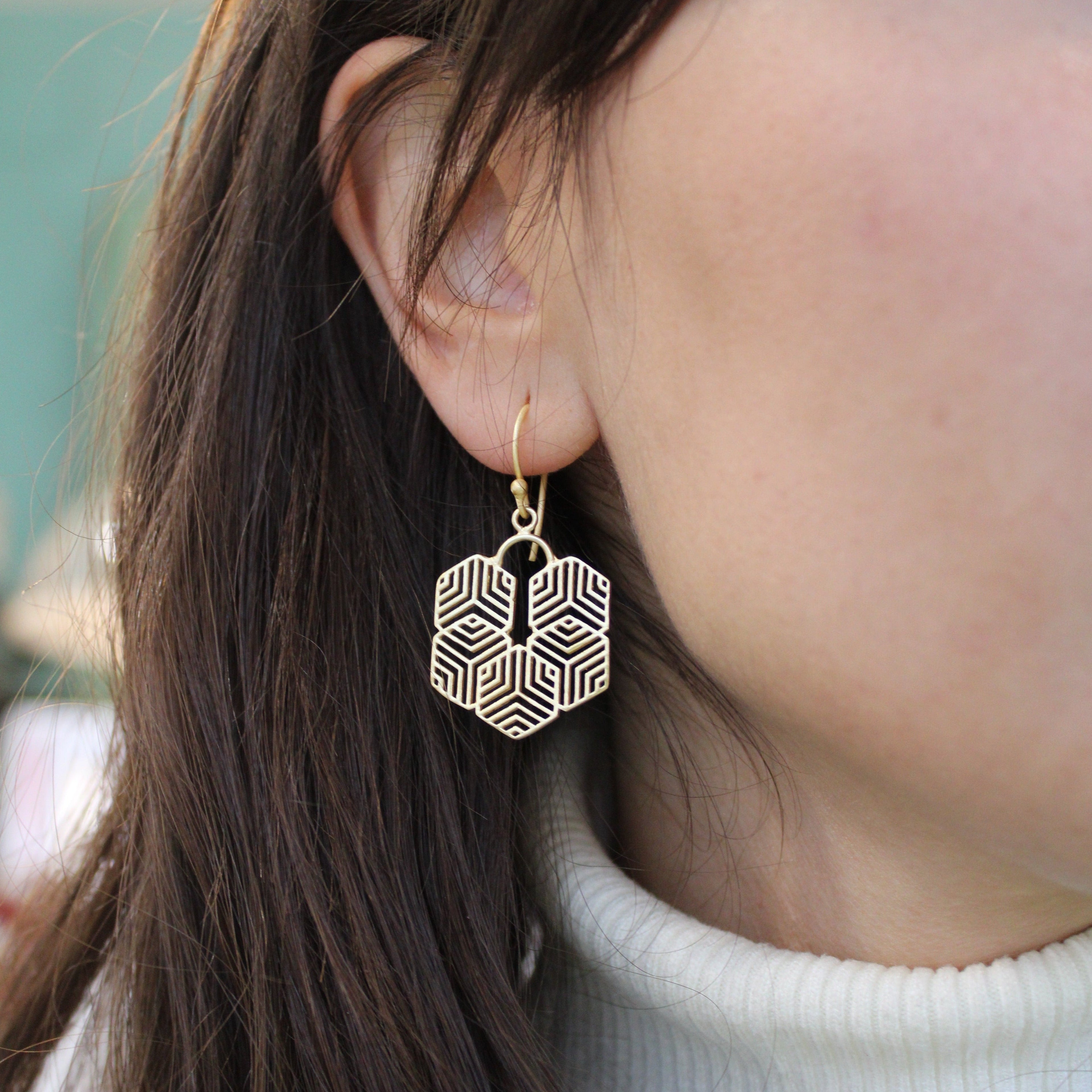 Pendientes FRATTALE de diseño bañados en oro-3