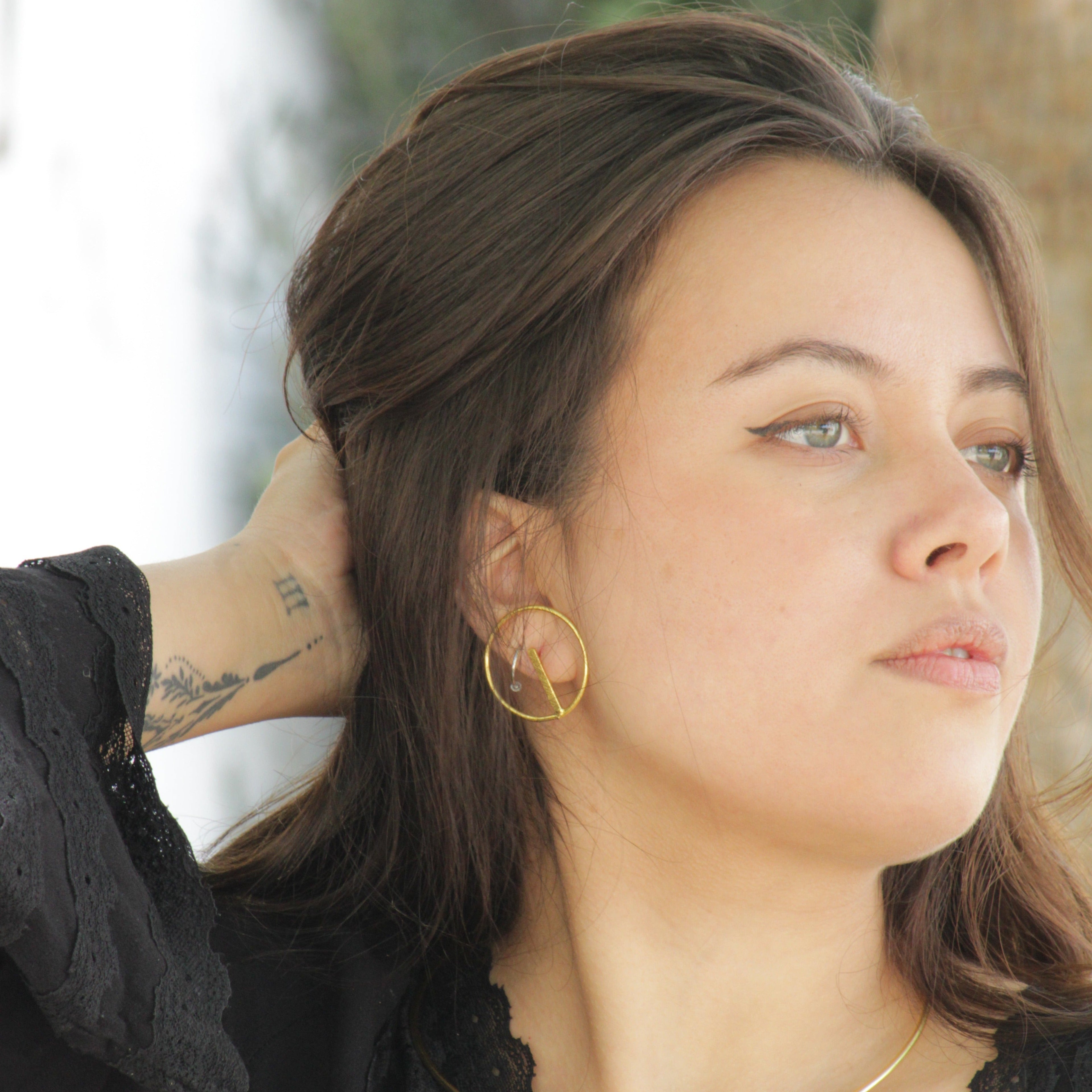 Pendientes SALERNO de diseño bañados en oro-3