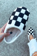 Checkered Fuzzy Winter Slippers